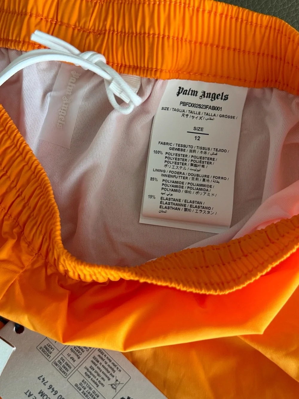 Palm Angels Kids Orange Striped Swim Shorts 12y